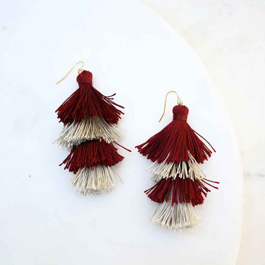 The Royal Standard Jewelry - Earrings Spirit Tassel Earrings Maroon/Gray