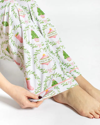 The Royal Standard Loungewear- Sleepwear - Bottoms Nutcracker Trellis Sleep Pant White/Pink/Green