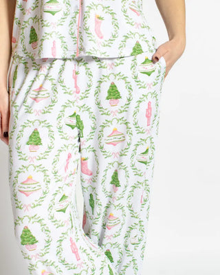 The Royal Standard Loungewear- Sleepwear - Bottoms Nutcracker Trellis Sleep Pant White/Pink/Green
