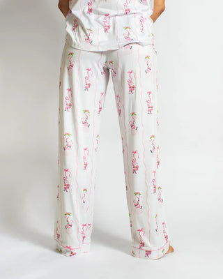 The Royal Standard Loungewear- Sleepwear - Bottoms Wrapped in Ribbons Sleep Pants White/Pink