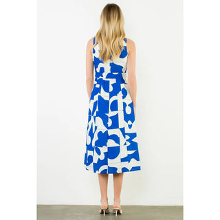 THML Dresses Geometric Tank Midi Dress w/Tie Waist