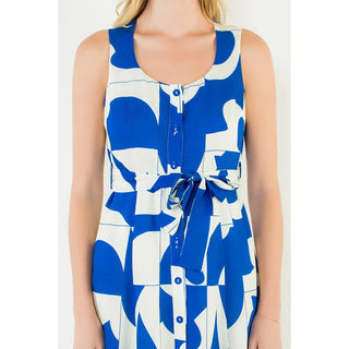 THML Dresses Geometric Tank Midi Dress w/Tie Waist