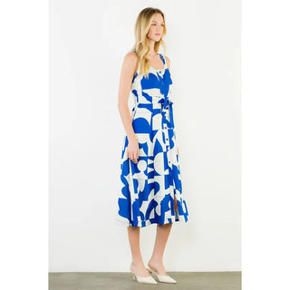 THML Dresses Geometric Tank Midi Dress w/Tie Waist