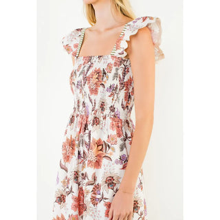 THML Dresses Ruffled Sleeve Floral Midi Dress
