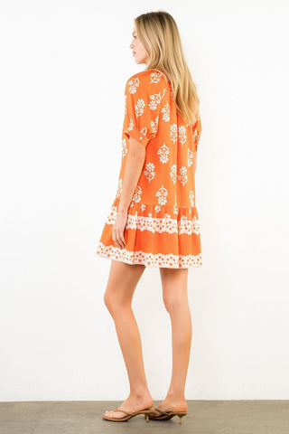 THML Dresses Short sleeve Button Up Floral Print Dress