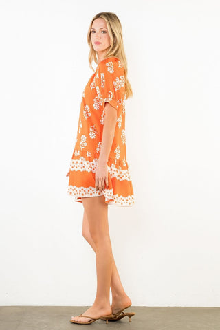 THML Dresses Short sleeve Button Up Floral Print Dress