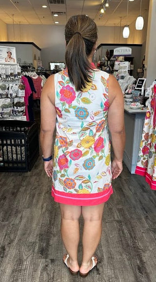 THML Dresses Sleeveless Floral Print Dress Cream