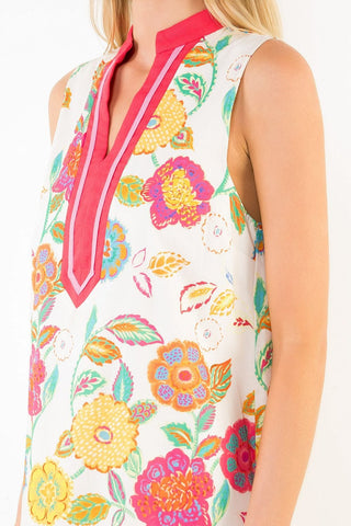 THML Dresses Sleeveless Floral Print Dress Cream