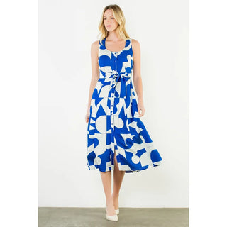 THML Dresses Xs Geometric Tank Midi Dress w/Tie Waist