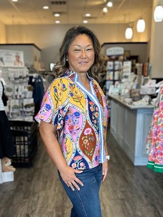 THML Tops - Blouse Floral Short Sleeve Top