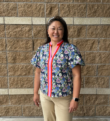 THML Tops - Blouse Puff Sleeve Floral Print V-Neck Top