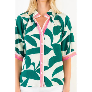 THML Tops - Blouse Short Sleeve Silky Geometric Top