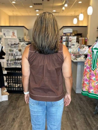 THML Tops - Blouse Sleeveless Top w/Stitching Details