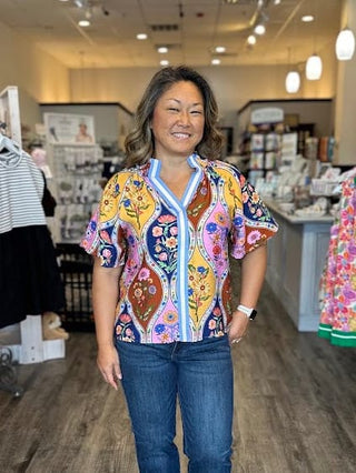 THML Tops - Blouse Xsm Floral Short Sleeve Top