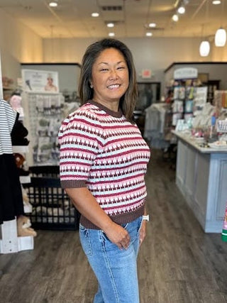 THML Tops - Sweaters Short Sleeve Multi Color Striped Sweater