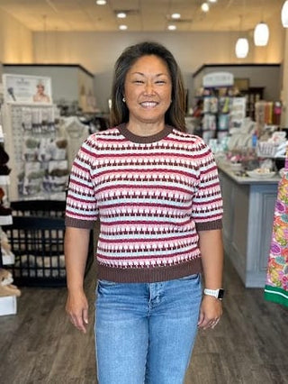 THML Tops - Sweaters Xsm Short Sleeve Multi Color Striped Sweater