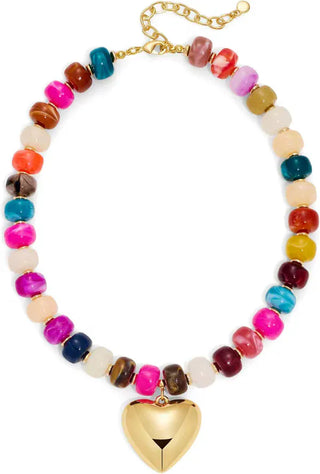 Thomas & Co Jewelry - Necklaces Chunky Multi Color Beaded Heart Necklace