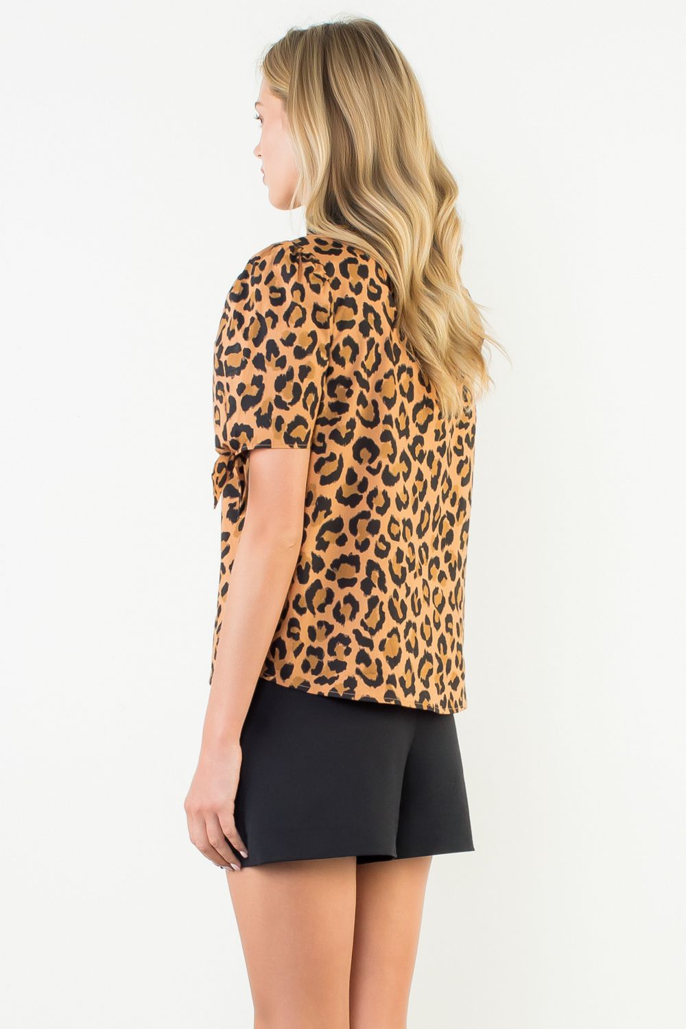 Short Sleeve Cheetah Print Top