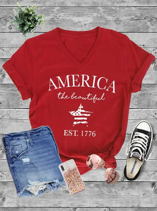 Top Avenue Tops - T-Shirts Sm AMERICA the beautiful V-Neck T-Shirt Red
