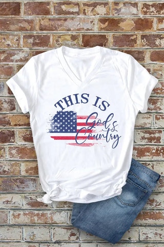 Top Avenue Tops - T-Shirts Sm This Is Gods Country V-Neck T-Shirt White