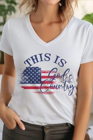 Top Avenue Tops - T-Shirts This Is Gods Country V-Neck T-Shirt White