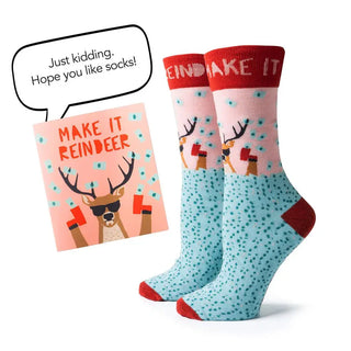 Two Left Feet Basics - Socks Make it Reindeer Two Left Feet Holiday Gift Card & Sock Set 6 Designs