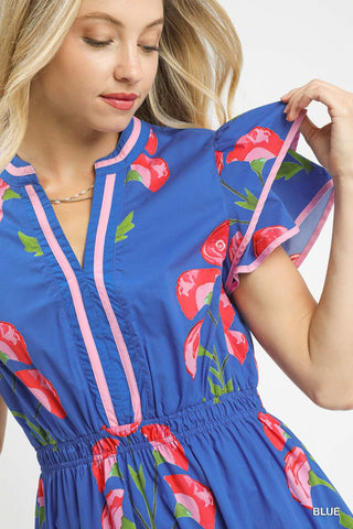 Umgee Dresses Blossom Meadow Print Midi Dress
