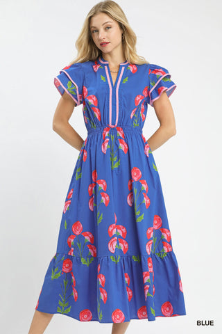 Umgee Dresses Blossom Meadow Print Midi Dress