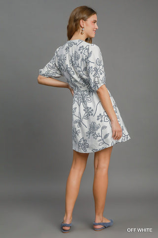 Umgee Dresses Floral Print Half Button Down Mini Dress