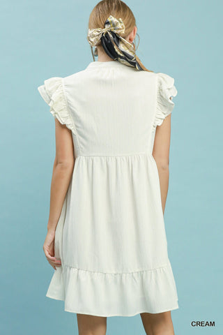 Umgee Dresses Ruffle Sleeve Babydoll Dress