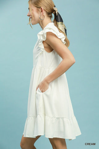 Umgee Dresses Ruffle Sleeve Babydoll Dress