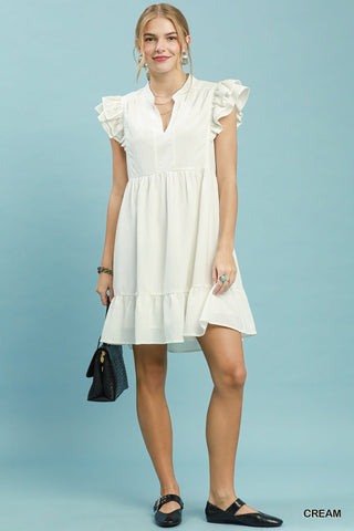 Umgee Dresses Ruffle Sleeve Babydoll Dress