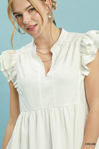 Umgee Dresses Ruffle Sleeve Babydoll Dress
