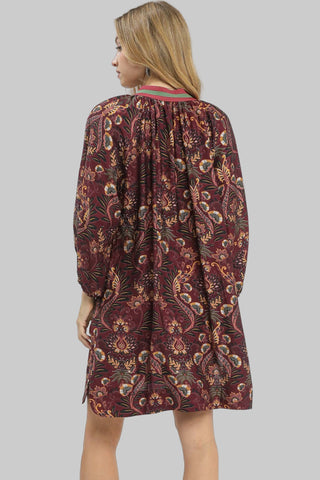 Umgee Dresses Sale Floral Damask Print Collared Dress