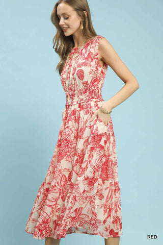 Umgee Dresses Toile Print Midi Dress