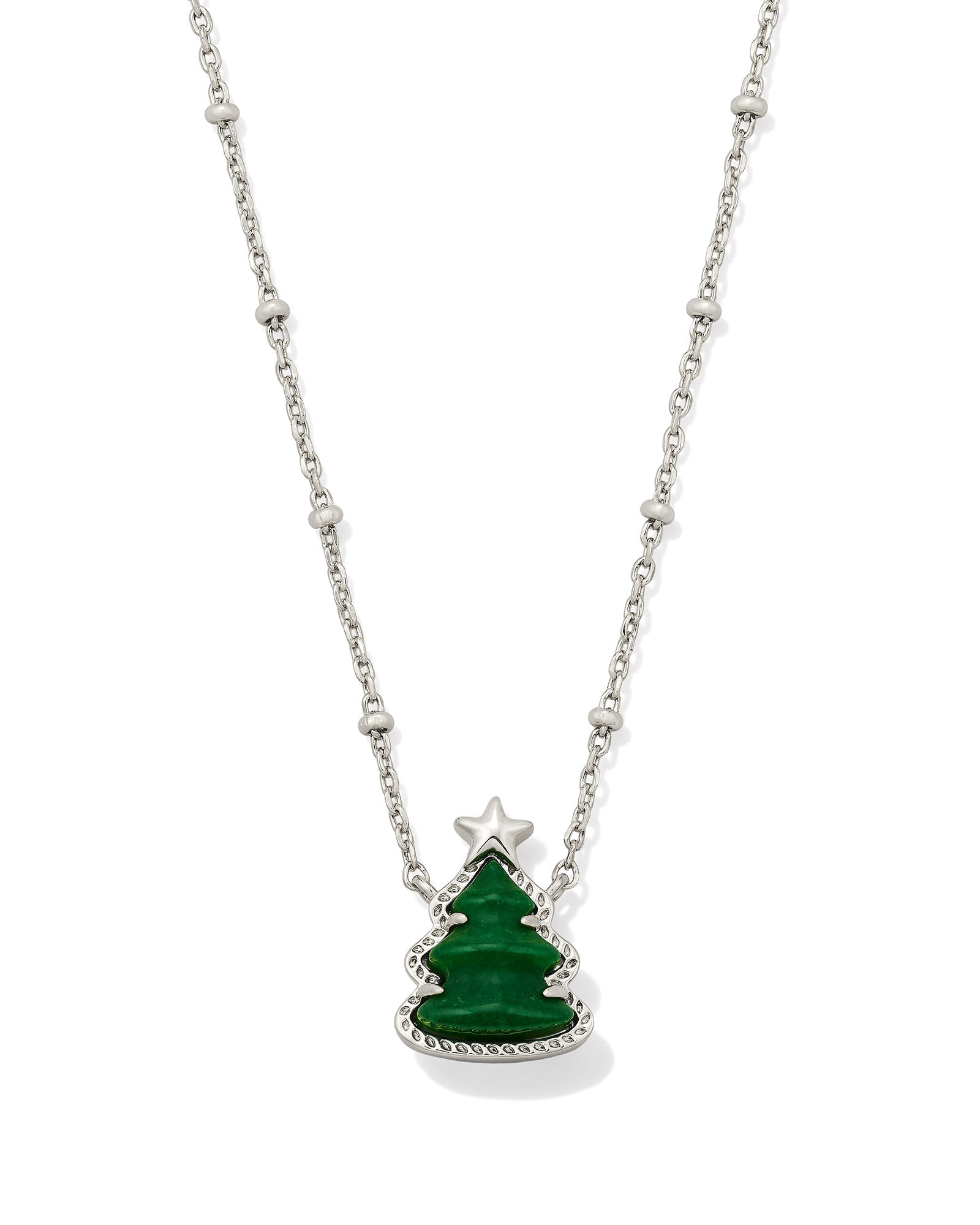 Holiday Tree Silver Pendant Necklace