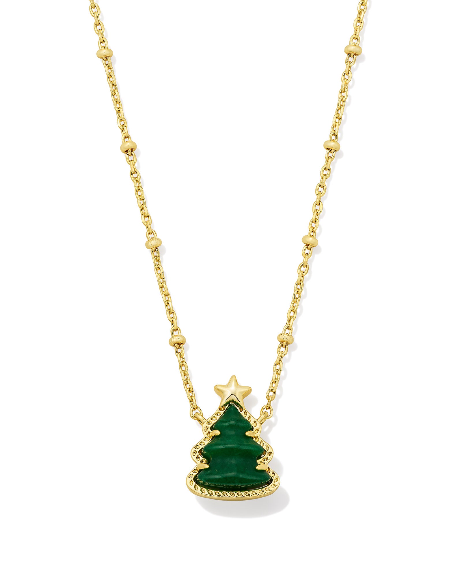 Holiday Tree Gold Pendant Necklace