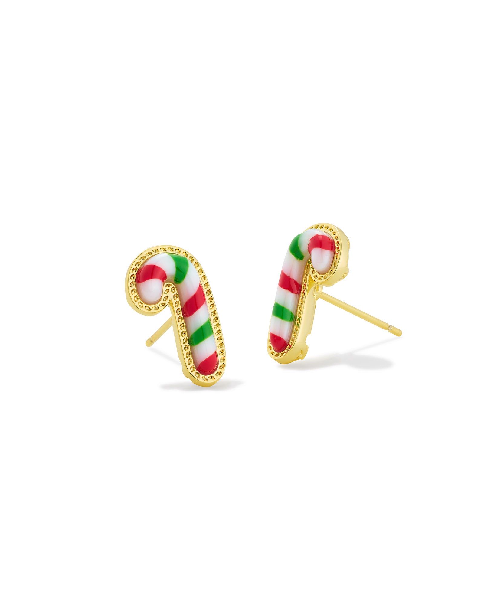 Candy Cane Gold Stud Earrings