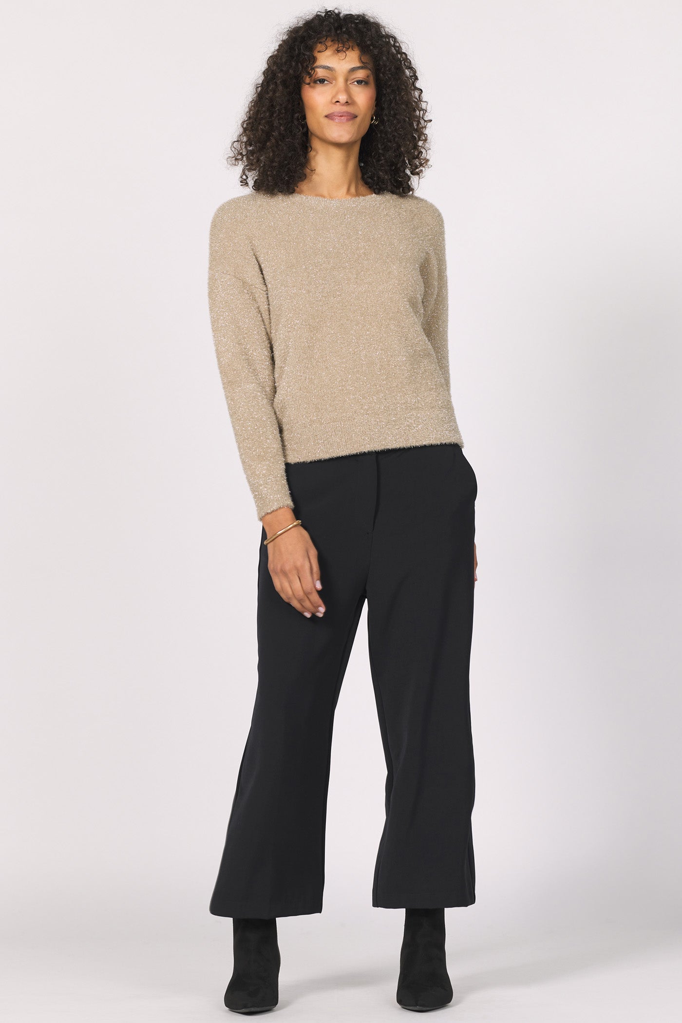 Jaylani Drop Shoulder Metallic Sweater Champagne