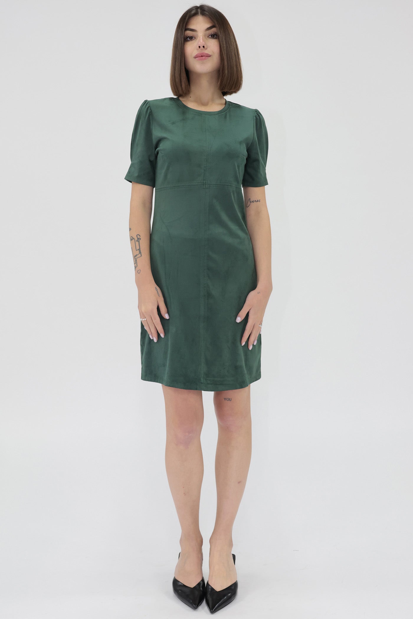 Demi Short Sleeve Suede Dress