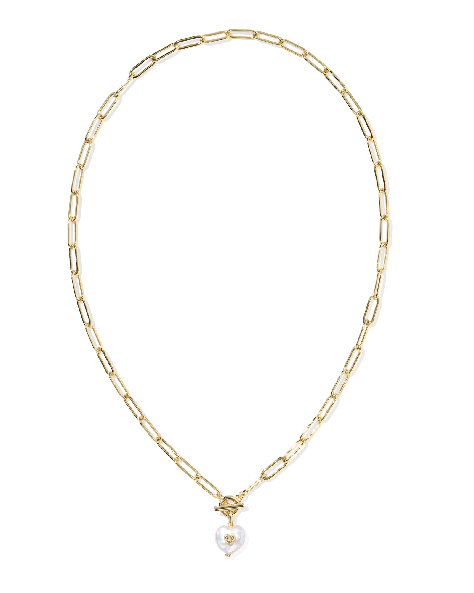Sasha Gold Heart Link & Chain Necklace Pearl
