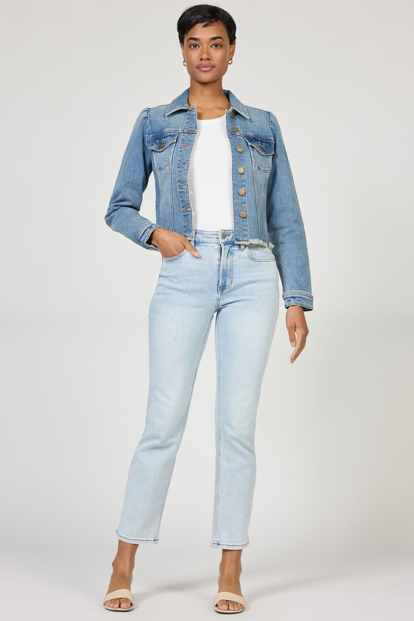 Roselyn Denim Cut Off Jacket Vintage Flow