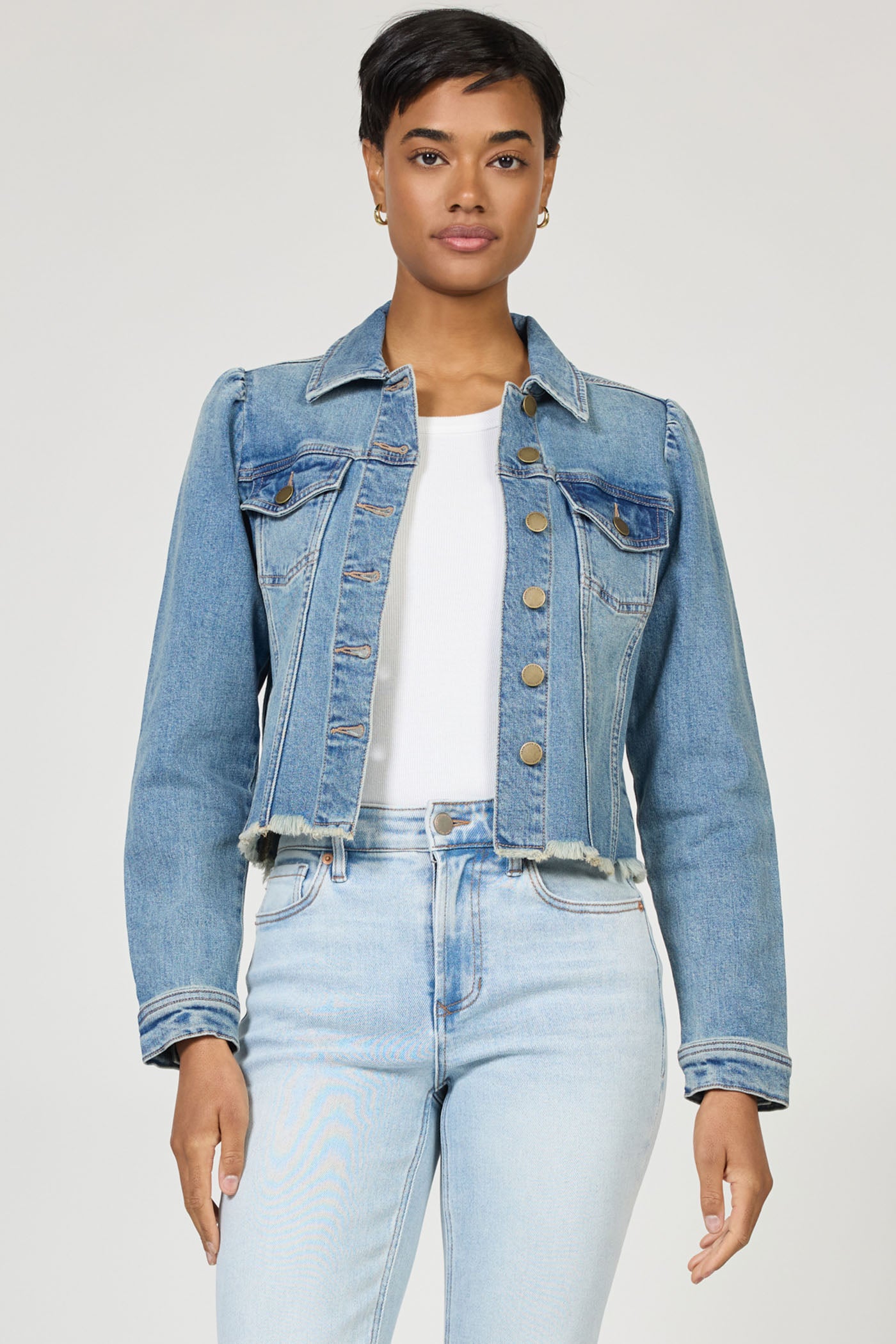 Roselyn Denim Cut Off Jacket Vintage Flow
