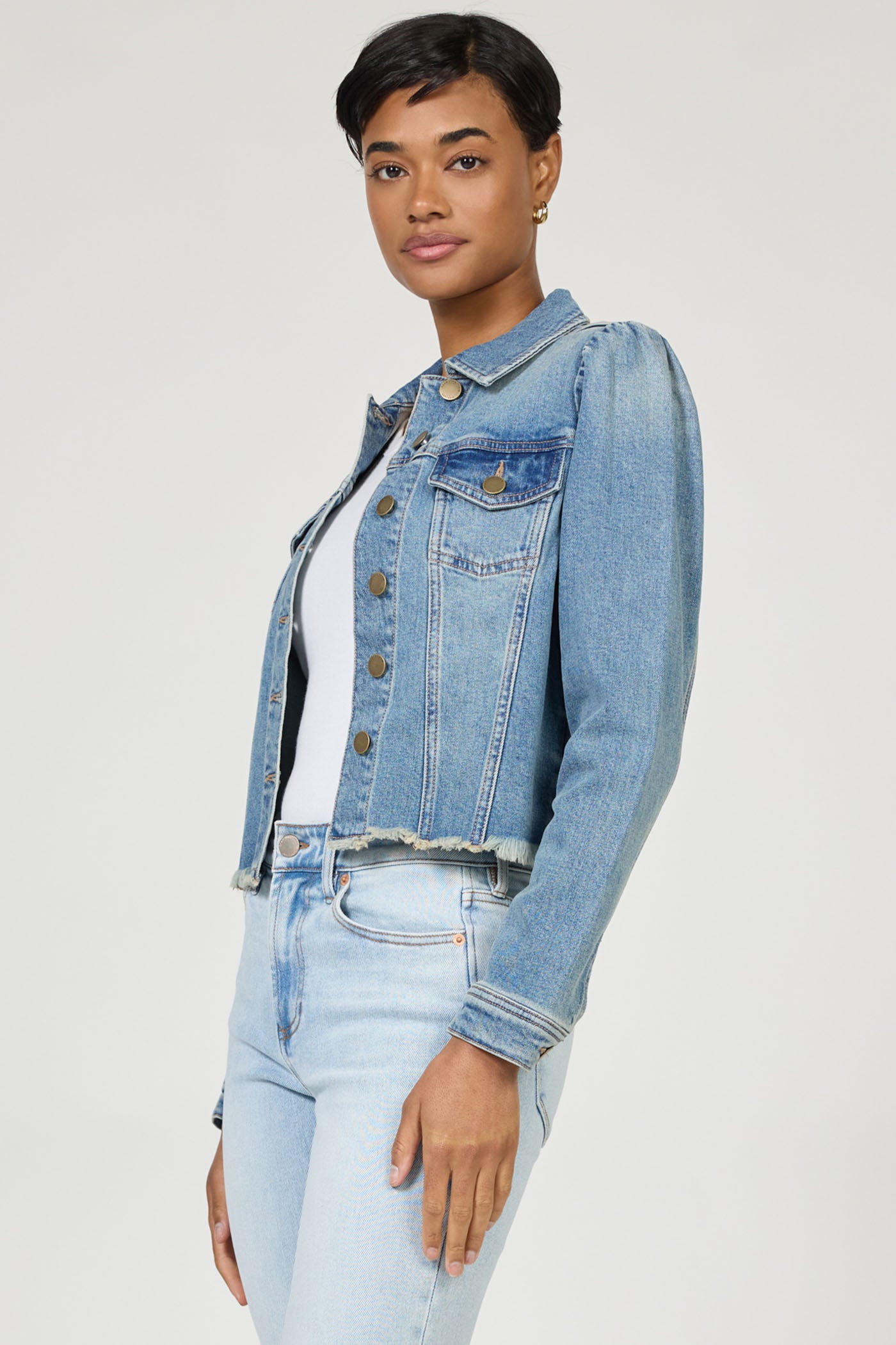 Roselyn Denim Cut Off Jacket Vintage Flow