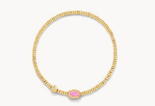 Emilie Gold Stretch Bracelet Pink Iridescent Glitter Glass