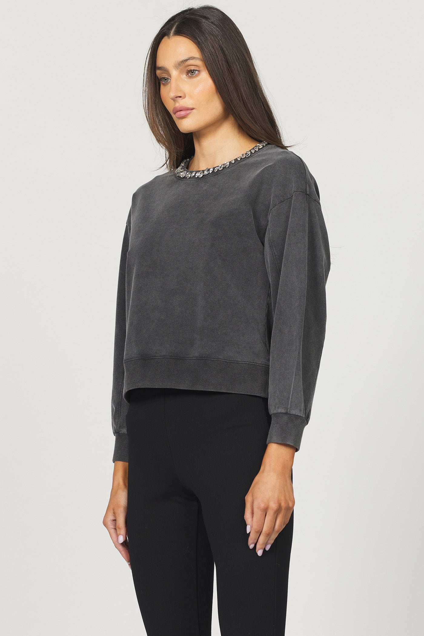 Zella Long Sleeve Crew Neck w/Jewel Detailing