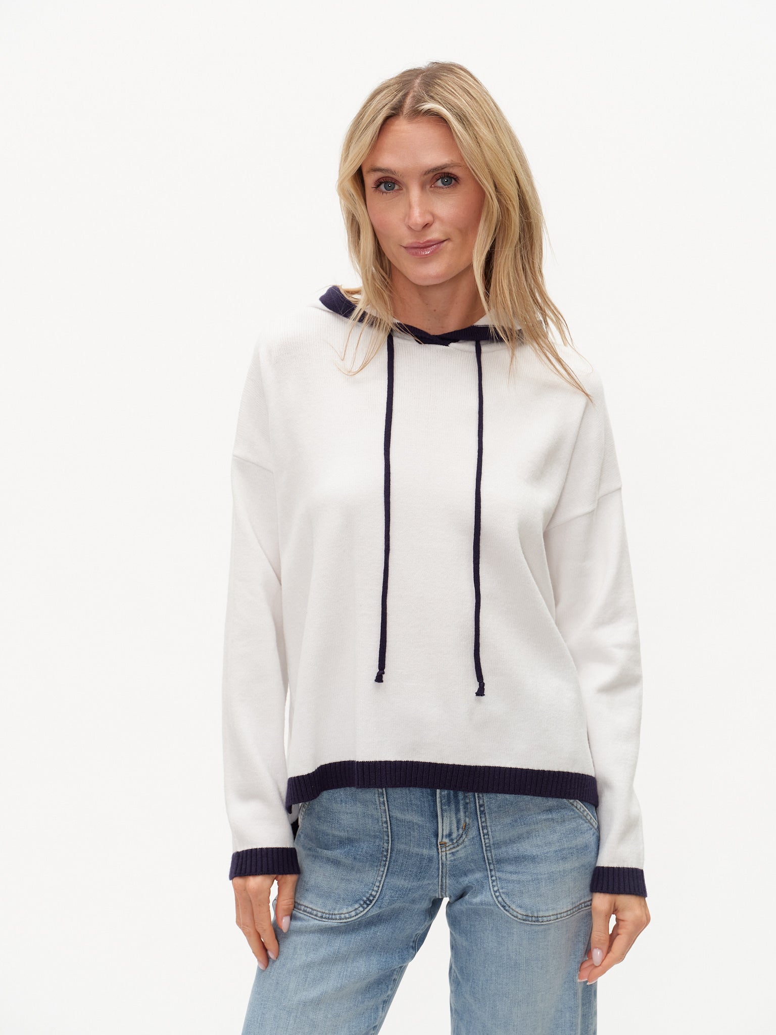 Jessie Colorblock Hoodie White/Navy