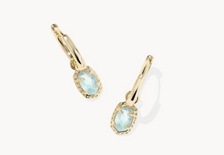 Emilie Gold Huggie Earrings Light Blue Illusion