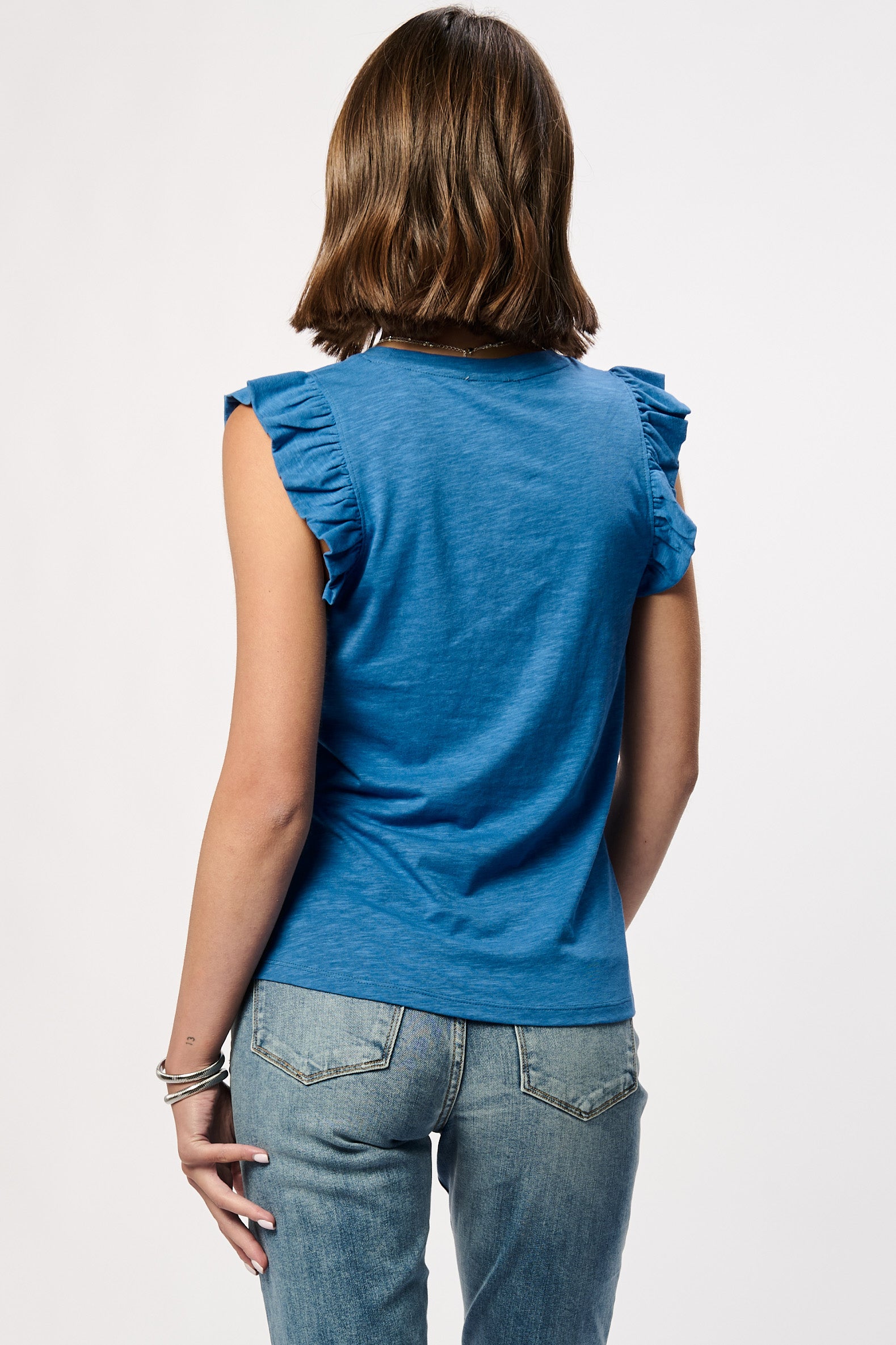 Final Sale North Ruffle Trimmed Top Starry Night