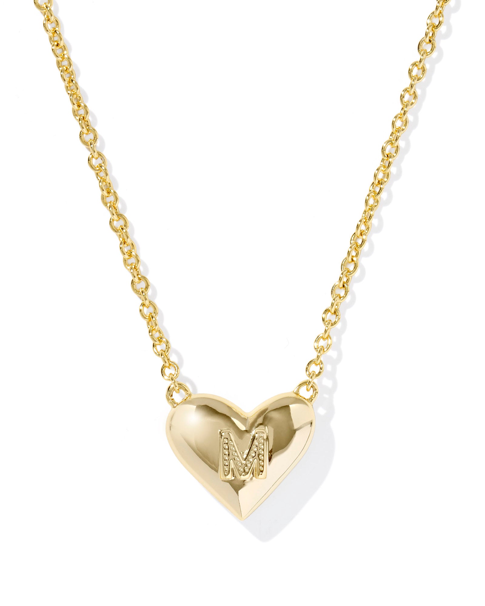 Heart Letter M Gold Ivory MOP Short Pendant Necklace